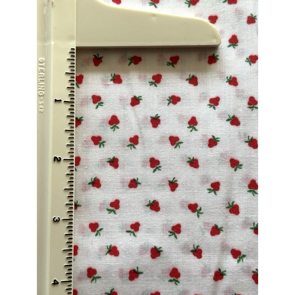Vintage Tiny Strawberry Print Fabric 2 Yds x 45 Prim Doll Children Clothing